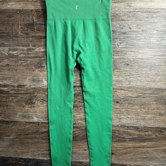 ZYIA Green Ribbed Leggings Full-Length Small - Picture 1 of 8